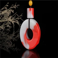 hot selling natural hand carve hetian chicken blood jade pingan buckle necklace pendant fashion jewelry men women luck gifts