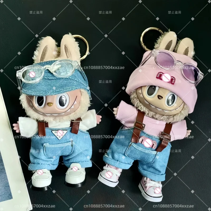 Новые джинсовые комбинезоны Labubu 17 см для пар высококачественная одежда ручной