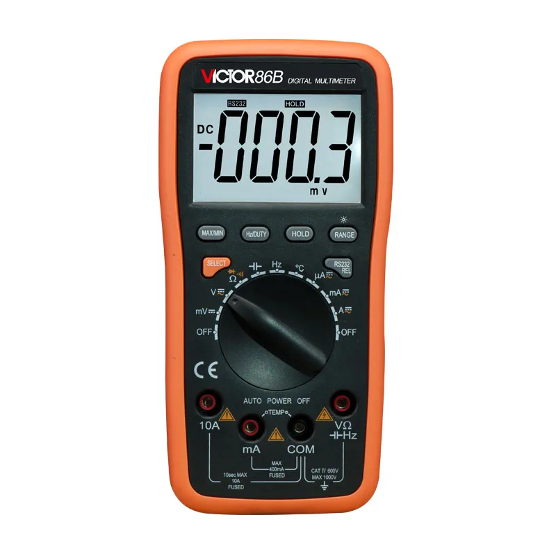 

VICTOR 86B/86C/86D/86E High Accuracy Auto Range True RMS Pocket Digital Multimeter with USB interface