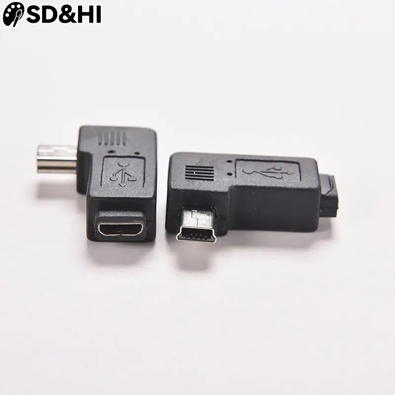 Mini USB Type A Male To Micro USB B Female 90 Degree Left Angle Adapter