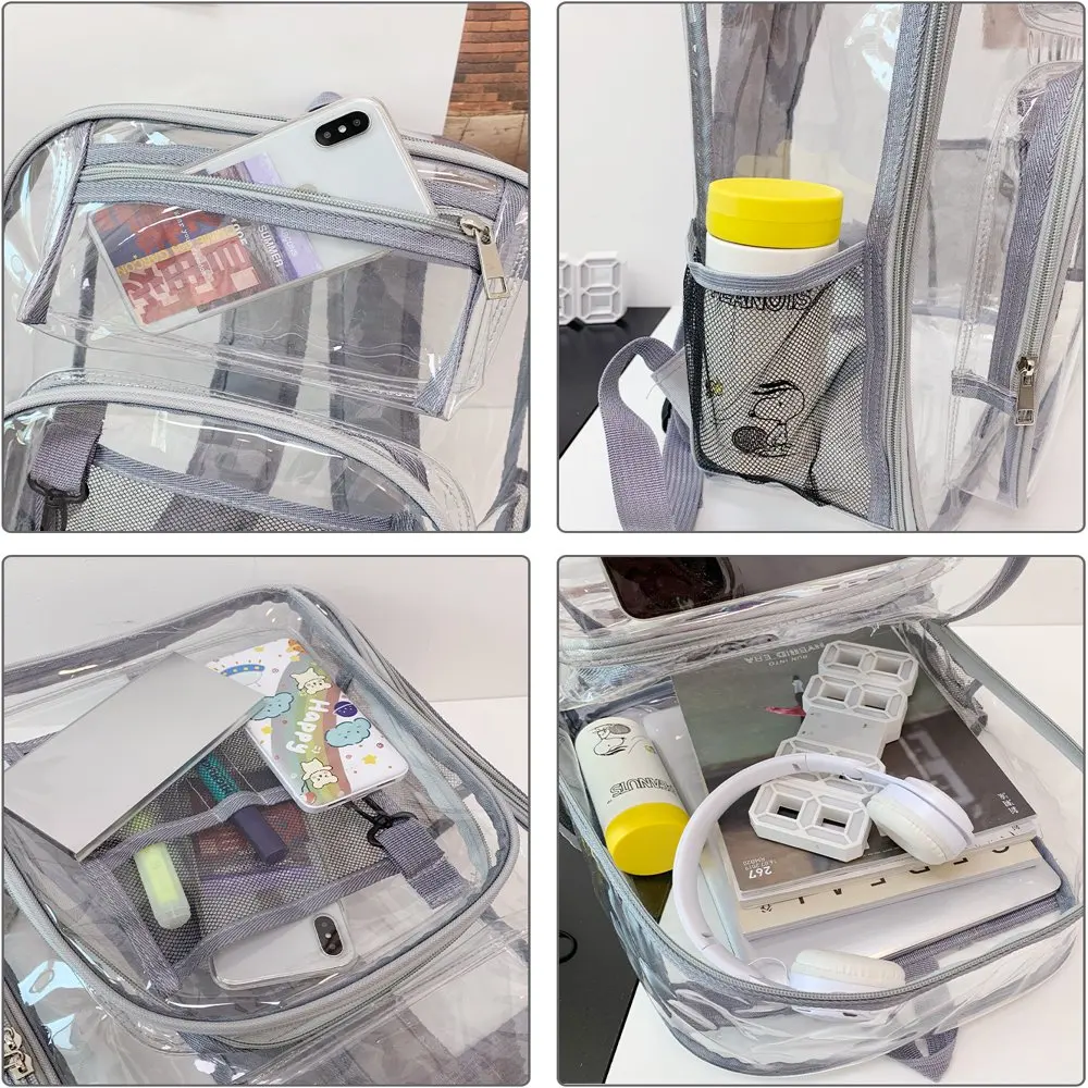 Clear Backpack, Heavy Duty PVC Transparent Backpack Stadium approved with Reinforced Strap School Bookbag for School, Workplace,
