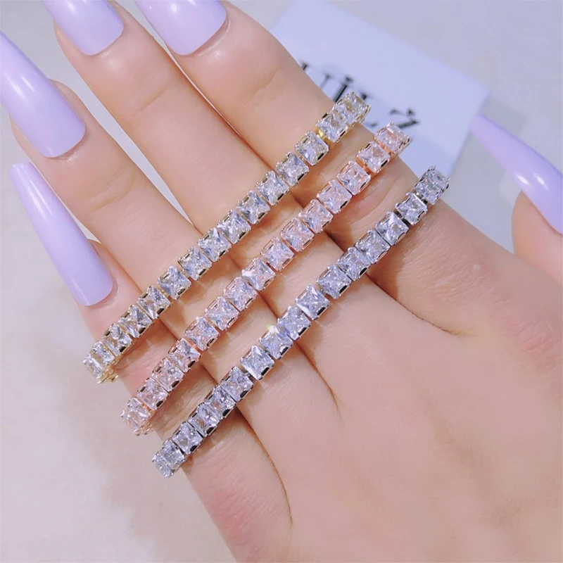 

Uilz New White Cubic Zirconia Gold Color Tennis Bracelet Luxury Quality Jewelry Gift Wedding Accessories for Women 2022