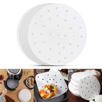 100pcs airfryer liners round square air fryer paper non stick disposable %e2%80%8bbaking sheets perforated parchment papers steamer mat