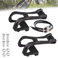 1 set toe clips with strap belts for fixed gear road mountain bicycle pedal durable easy to install toe clips with strap