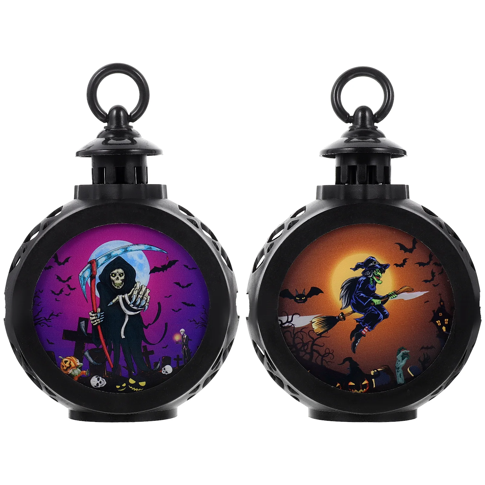 

2 Pcs The Witch Handheld Lantern Lights Halloween Candles Party Decoration Outdoor Supplies Night Hanging Decors Table Lamps