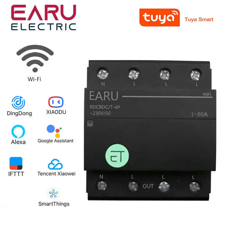 

Three Phase WiFi Circuit Breaker Smart Time Timer Relay Switch Voice Remote Control by Tuya App Smart House Alexa Google Home