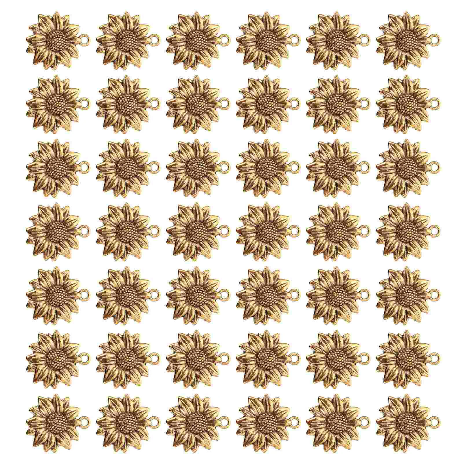 

100 Pcs Eyes Charm Necklace Sunflower Necklace Flower Beads Sunflower Pendant Bulk Charm Bracelets