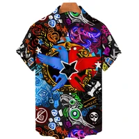 new hot sale 3d printing colorful trendy shirt cool pattern summer short sleeve unisex loose fashion casual top hawaiian shirt