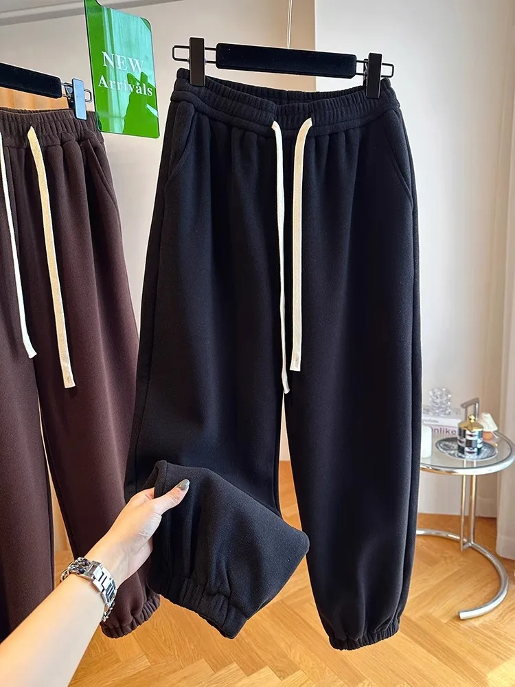 Осенне-зимние шаровары женские утепленные спортивные брюки большого размера