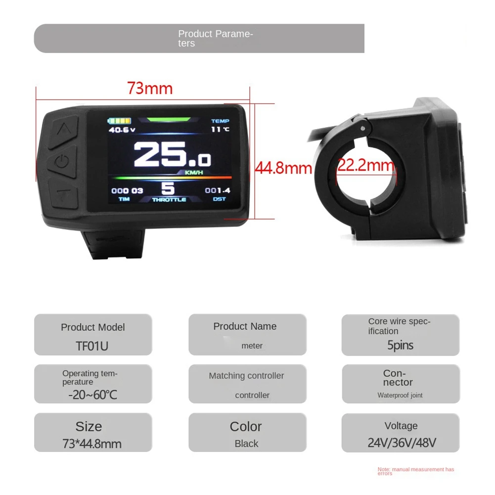 Ebike Display for KT TF01U 24V 36V 48V Intelligent Colorful LCD Meter Waterproof Joint Electric Bicycle