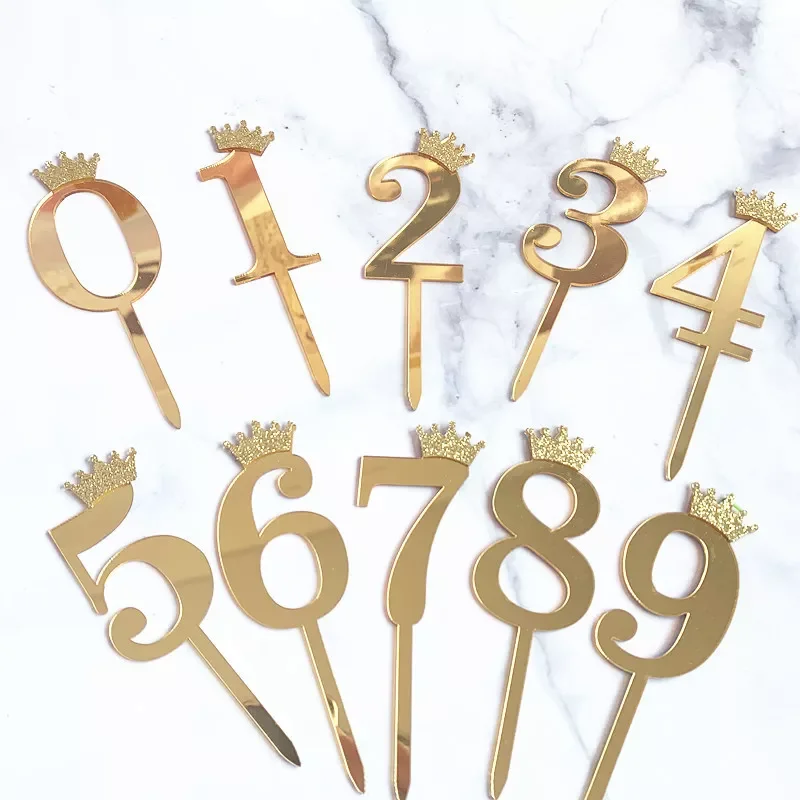 

Acrylic Glitter Crown Numbers Happy Birthday Cake Topper Birthday Cakes Baby Shower Cupcake ToppersWedding Cake Toppers