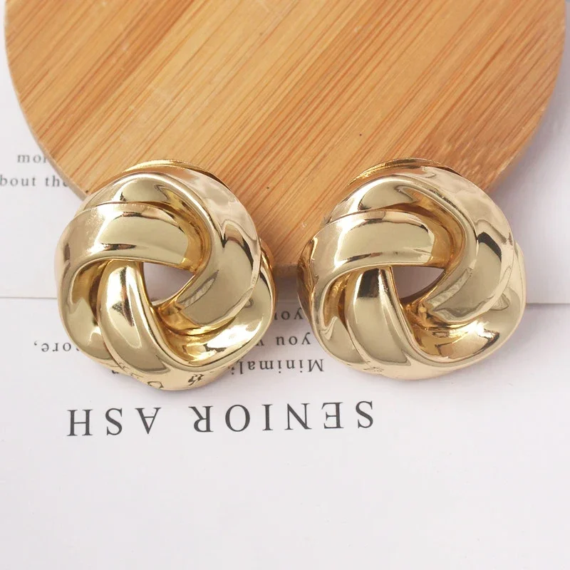 Большие металлические подвески для женщин золотого цвета спиральный дизайн