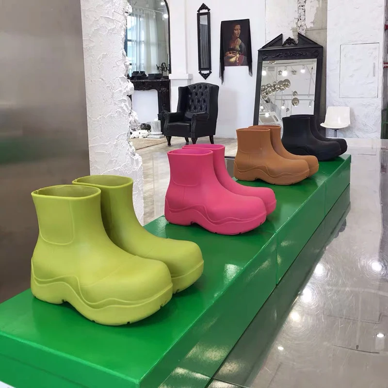 

Platform Chelsea Boots EVA Heightened Waterproof Rain Botines Slip-on Ankle Boots Women Shoes Chaussure Femme Sapatos Femininos