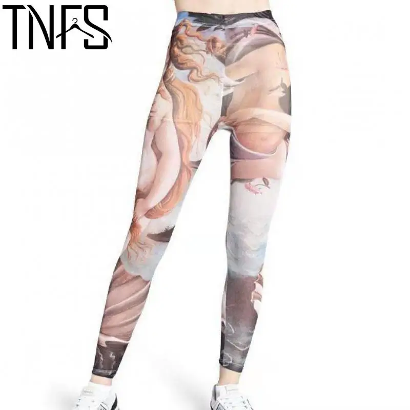 Yuerwang Women Leggings Pants Mesh print sexy High Waist Elastic Slim Fitness Girls Jogging Pants Printed Gym Clothing spring