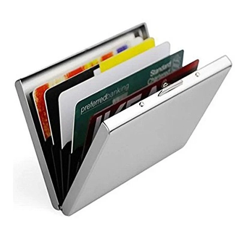 

Анти-сканирования RFID 1 предмет Алюминий металла кредитной держатель для карт тонкий Блокировка Кошелек Чехол Бизнес защита карты держатель Чехол кошелек