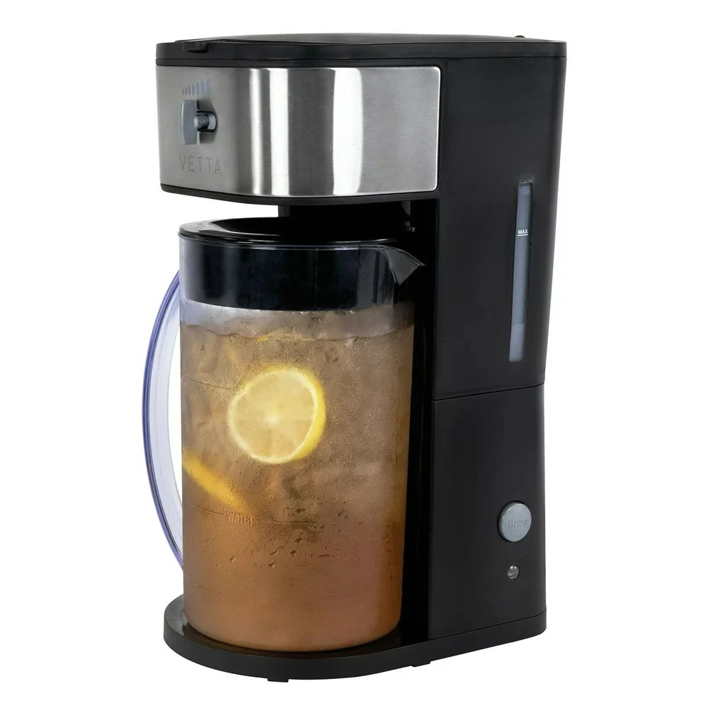 

Qt. Iced Tea Maker with Adjustable Strength Selector for Tea and Iced Coffee Brewing, Black, New Milk steam frother Espresso cof