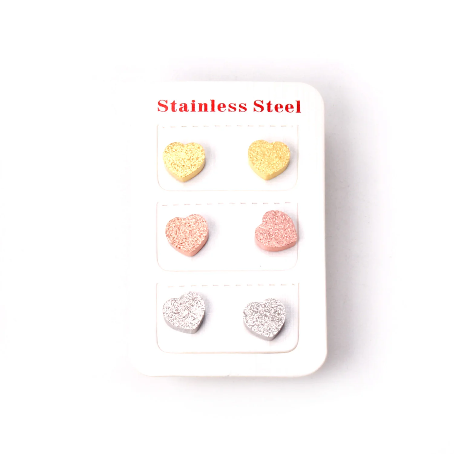 

Tiny Heart Stud Earrings Set Stainless Steel for Women Love Shape Piercing Classic Frosted Matching Clips Wedding Trendy Jewelry