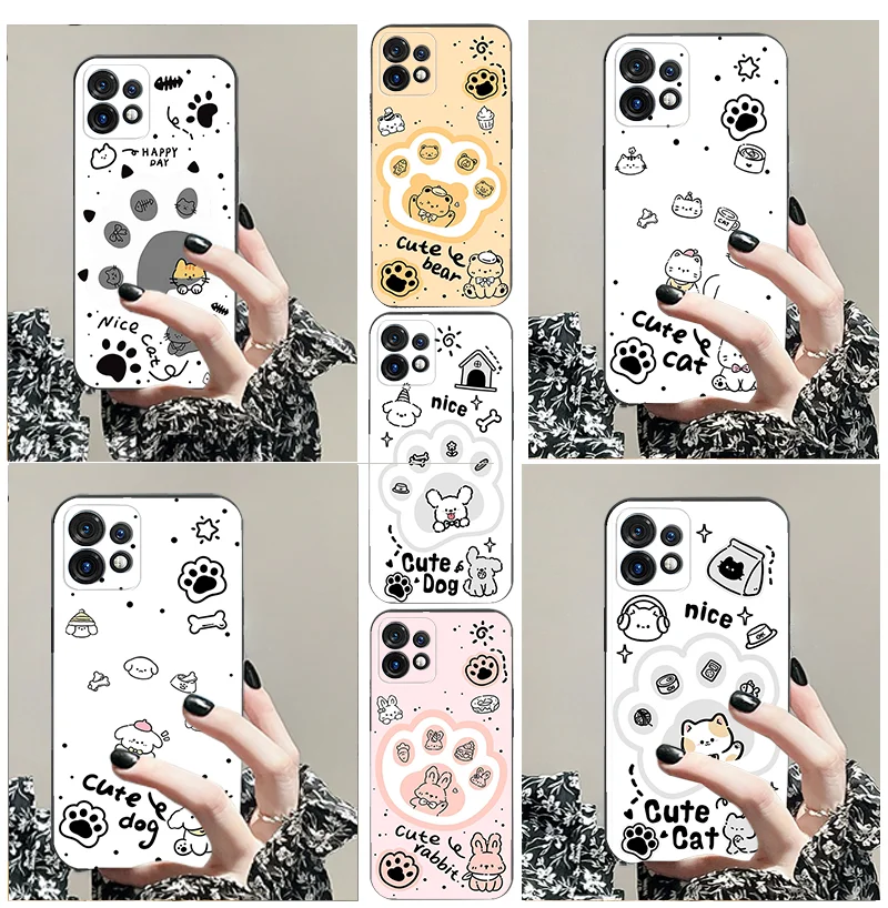 For Moto G 14 4 5 04 Ultra 200 24 64 s 34 40 neo 30 Pro 85 x 50 54 TPU Black Soft Phone Case Cartoon Pattern Animal