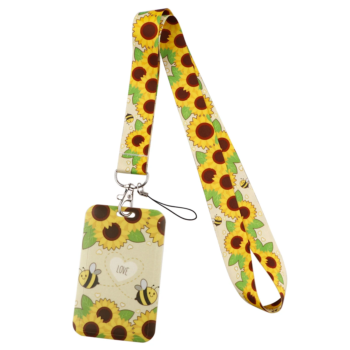 AD2256 Милый ремешок с шеей с пчелкой Подсолнуховый карабин для ключей, карты идентификации, значка, мобильных ремней, телефона, брелока, ремешка