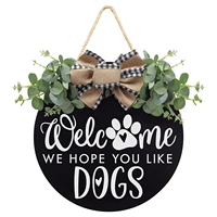 dog welcome sign 16 inch front door decoration rustic wooden farmhouse wall hanger door decoration with 3d letter design