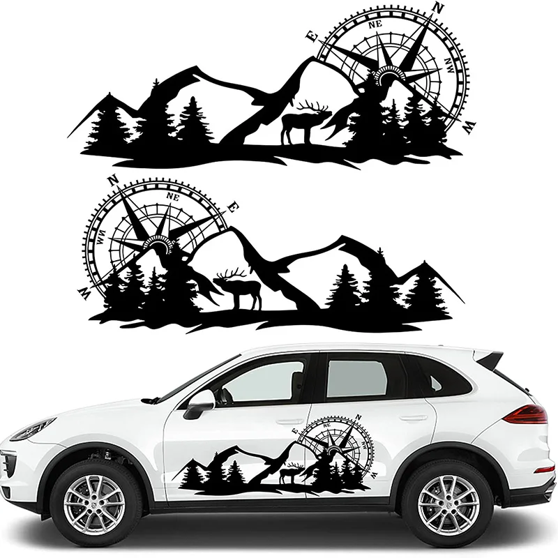 

Fochutech Cool Car Stickers for Men, Compass Mountain Big Car Decals, Vinyl Stickers for Car Side Body Door, Large RV Graphic De
