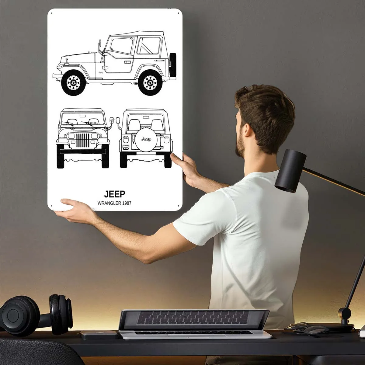 Жестяной знак BNW Jeep Wrangler 1987 автомобильный плакат украшение для спальни