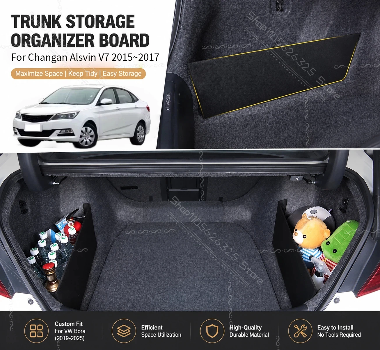 Фото Органайзер-перегородка для багажника автомобиля Changan Alsvin V7 2015-2017 2016, аксессуары для хранения в багажнике №1