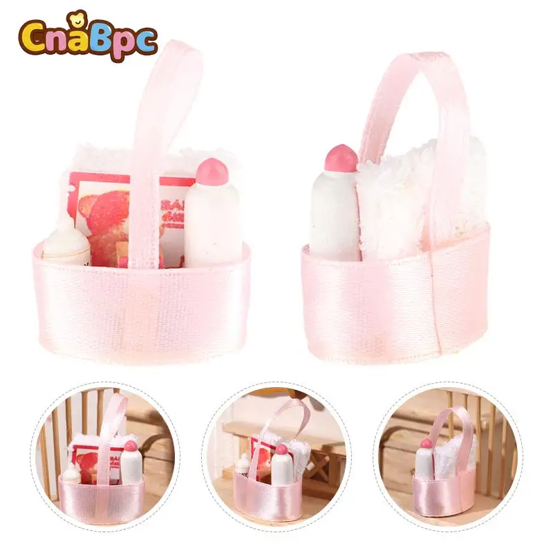 

1Set 1:12 Dollhouse Miniature Washing Supplies Rag Detergent Tote Bag DIY Doll House Decor Accessories Kid Pretend Play Toy