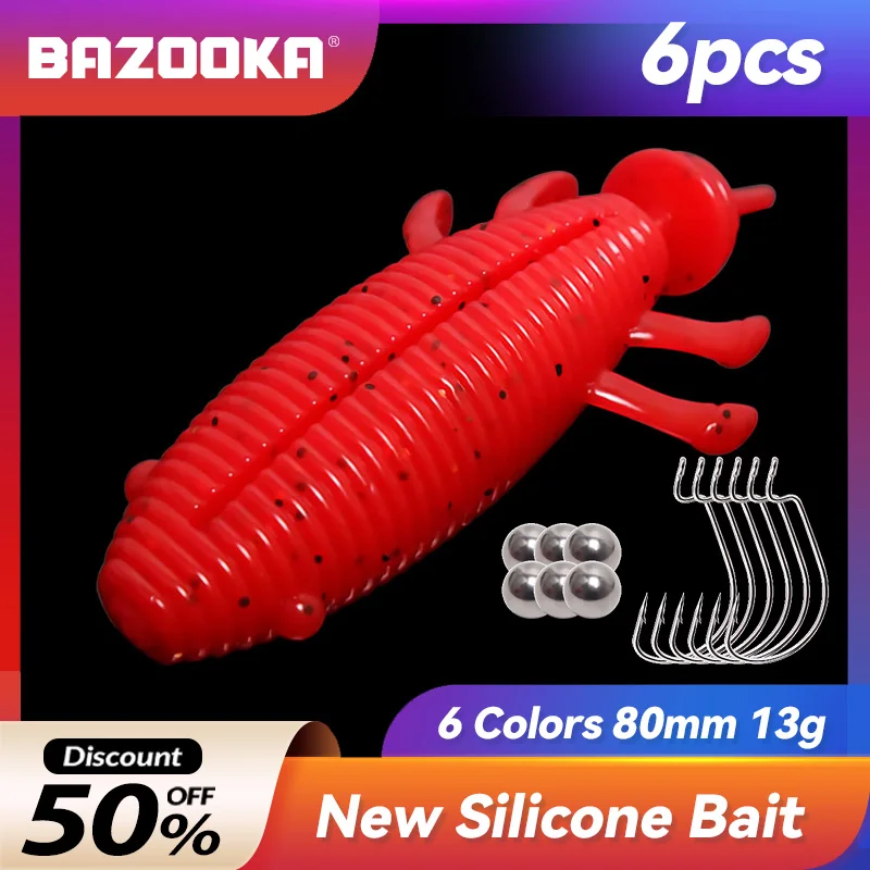 

Bazooka 6pcs Fishing Lure Shad Set Soft Baits Silicone Lead Hook Shiner Swimbait Wobblers Jigging Worm Artificial Bass Carp Pike