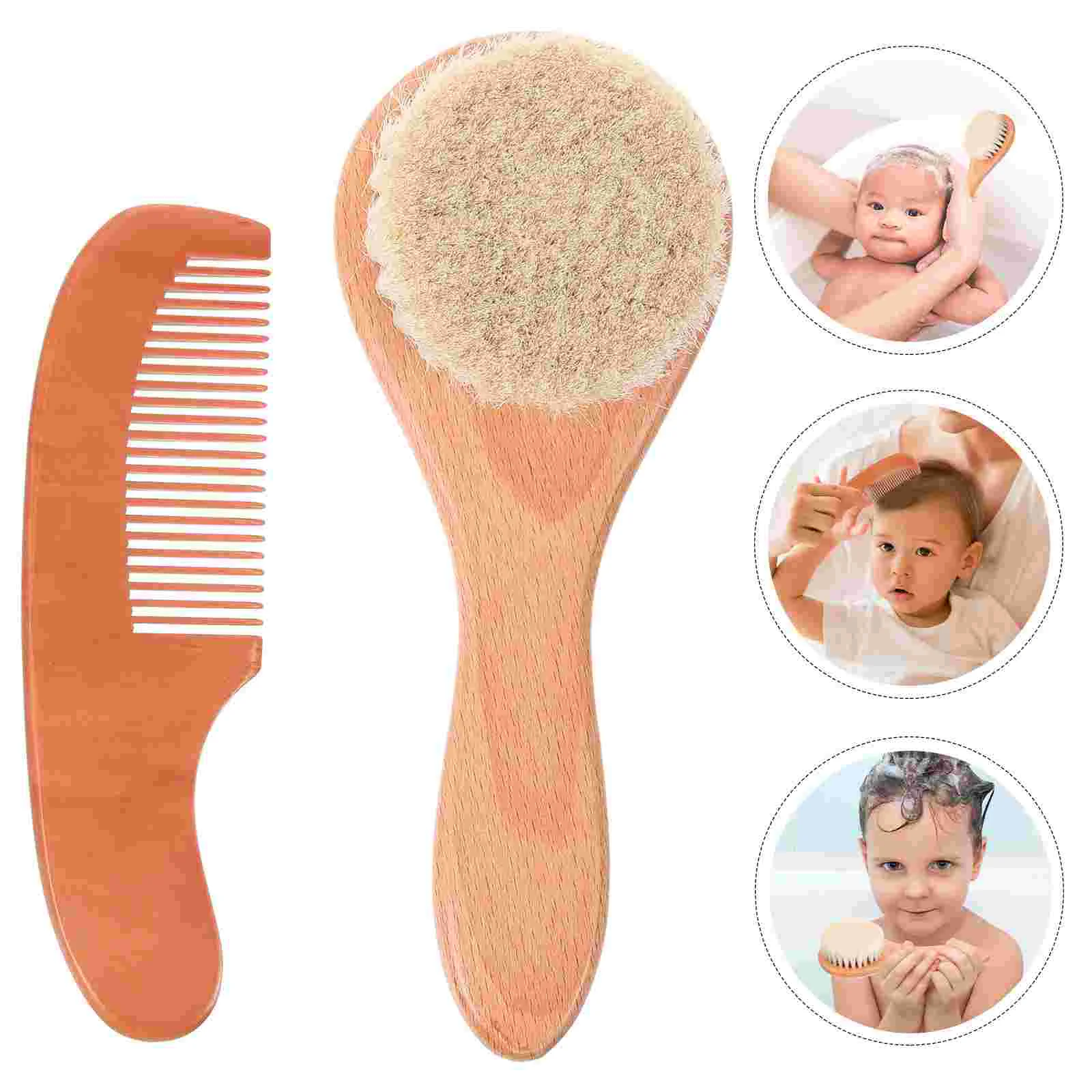 

Baby Scalp Brush Newborn Hair Comb Care Christening Gifts Infant Wool Wooden Masajeador Cuero Cabelludo