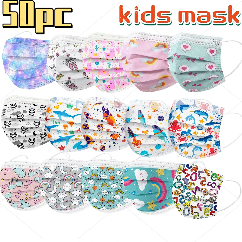 

50pcs Masque Enfant children mask disposable kids Christmas Cubrebocas Mascarillas Quirurgicas Homologadas mascherina bambini