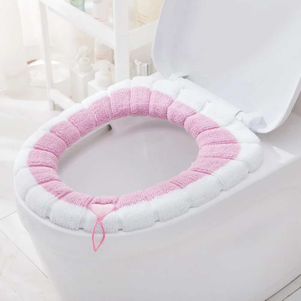 

Bathroom Warmer Toilet Washable Soft Pad Seat Closestool Cover Lid Mat Cushion Knitting O-shape Home Decor Toilet Seat Cover