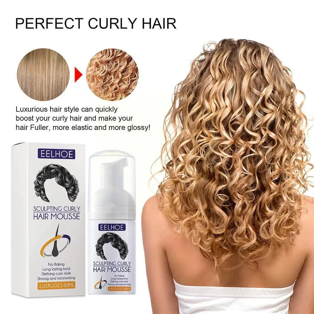 

30ml Hair Curl Mousse Spray Natural Curl Boost Sculpting Hair Bounce Cream Shaping Curly Styles for Female X0D1