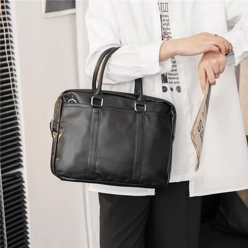 Business Men's Briefcase Leather Handbag Casual Shoulder Messenger Bag High Capacity Computer Laptop Tote Bag Male File Bag