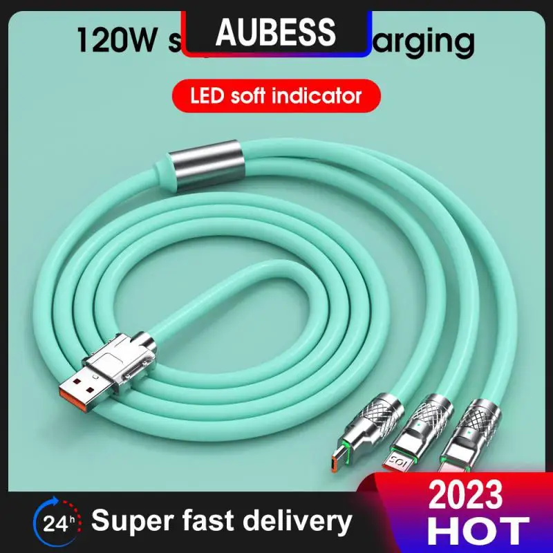 

120w Super Fast Charge Usb C Data Cord Three-in-one Data Cable Multi Usb Port Quick Charge Usb Charger Cable Hot Zinc Alloy