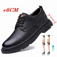 6cm internal increased men quality casual business genuine leather shoes invisible high heel oxfords office formal elevator shoe