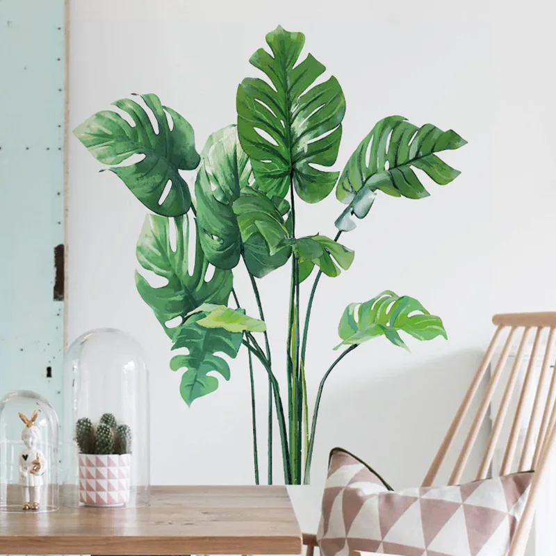 

Tropical Plant Turtle Leaf Wall Sticker Home Decor Fresh Beach Palm Leave Art Wall Decal For Kids Room Living Room Bedroom Mural