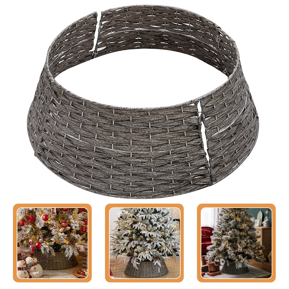 

Christmas Tree Collar 60X40Cm Plastic Rattan Tree Collar Round Christmas Tree Base Cover Rustic Tree Ring Woven Tree Skirt