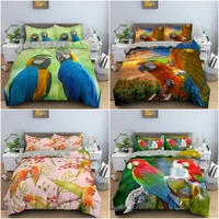 parrot bedding set full size colourful feather duvet cover for kids teen adult bird pattern comforter cover quilt cover bedroom