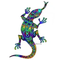 colorful chameleon wooden animal puzzles for adults kids educational toy interactive puzzles games wooden jigsaw puzzle diy gift