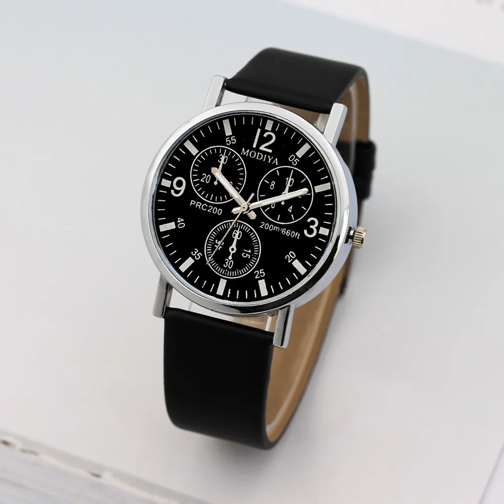 

Luxury Round Three Eye Watches 2022 Men Watch Casual Blue Glass Leather Belt Watch Men Digital Wrist Watches Dropshipping