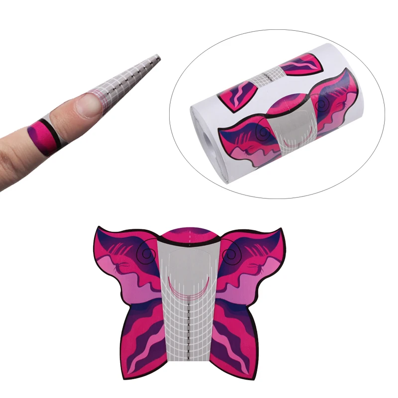 

100 шт. красная бабочка на шпильке форма для ногтей Наклейка для наращивания ногтей руководство для нейл-арта профессиональная акриловая Фор...