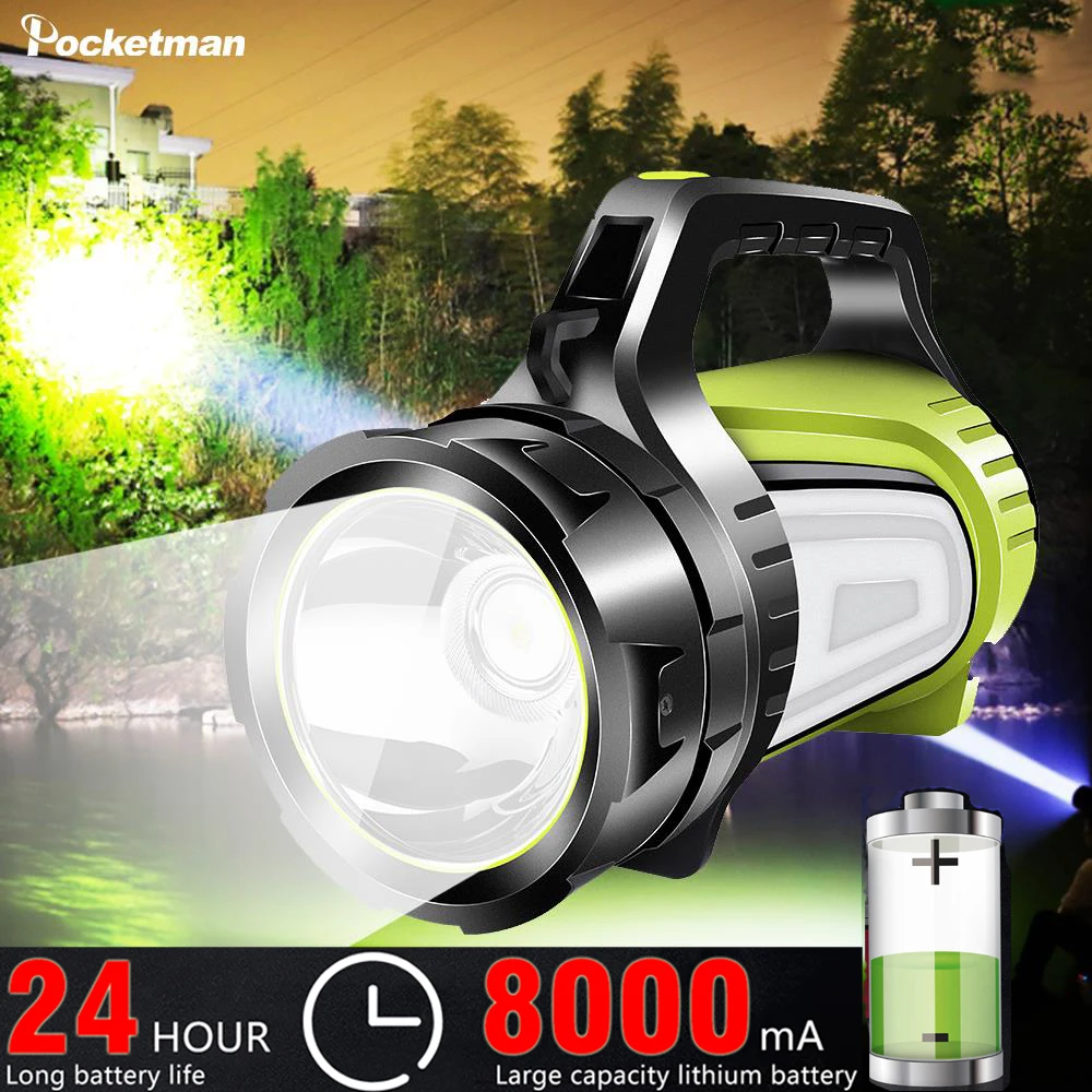

Super Bright USB Rechargeable Searchlight LED Flashlight Waterproof Ultra-Long Range Hand lamp Outdoor Hunting Fishing Light