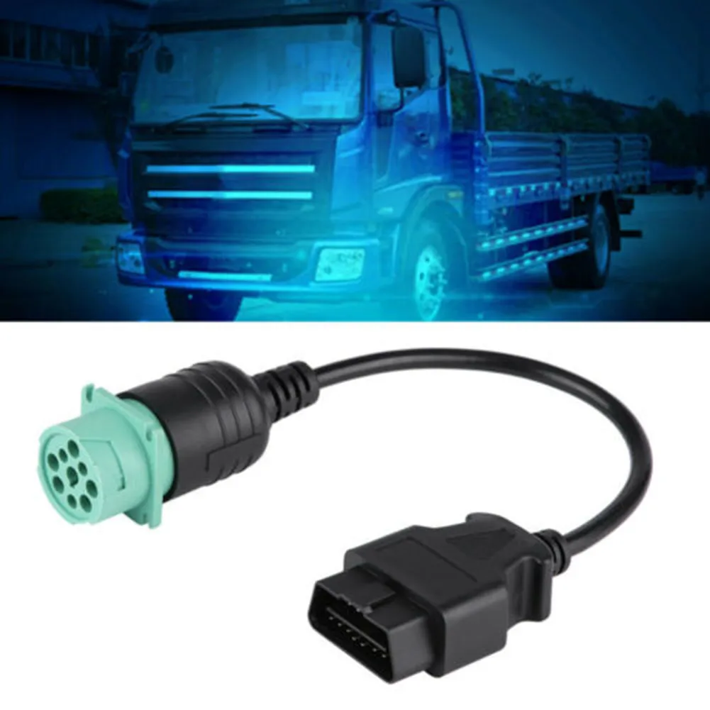 

9Pin To 16Pin Cable Adapter PVC, PE For Converting Connection From Truck Round 9 Pin To Your Existing OBD2 16 Pin Interface Tool