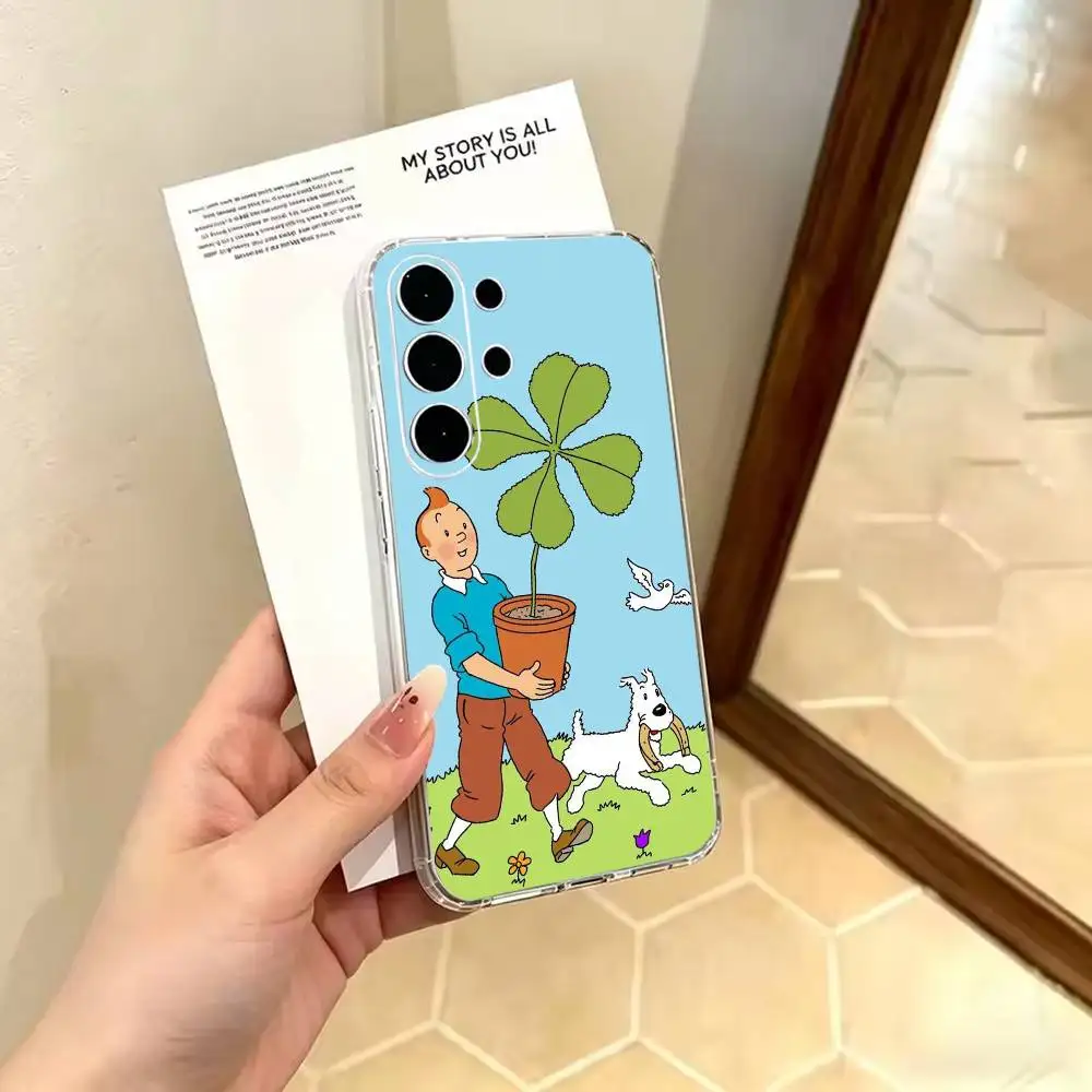 Фото Прозрачный противоударный защитный чехол Classic-eexplorer Tintin-in из ТПУ для Samsung S 25,24,23,22,30,21,10,9,Ultra,Plus,Li №4