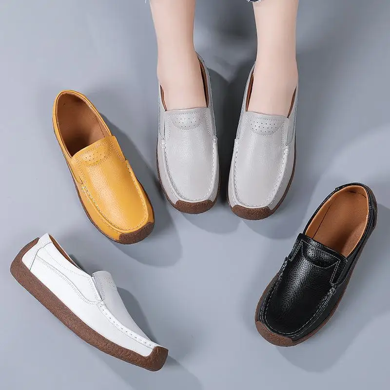 

Spring Summer Cow Suede Leather Shoes Woman Lace-Up Flat Platform Women Shoe Women's Loafers Moccasins Female Sneakers