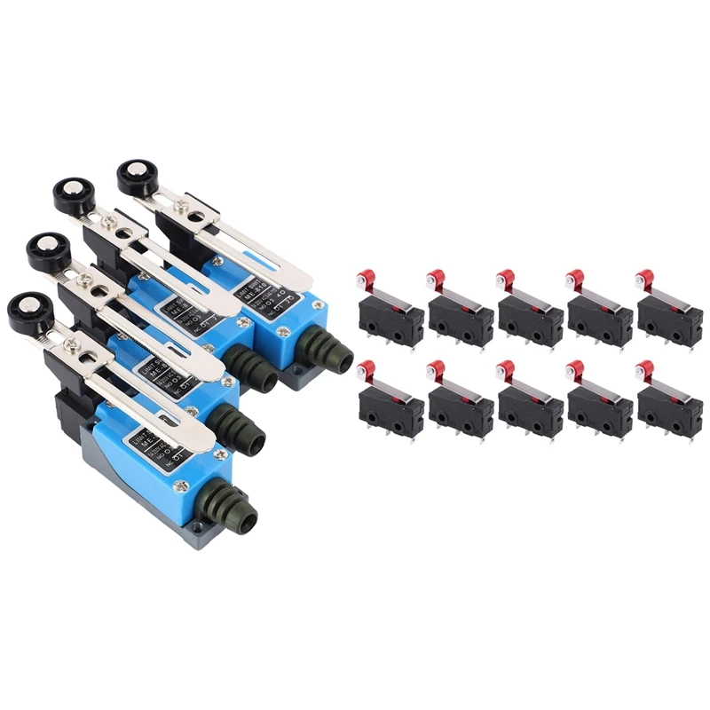 

4 Pcs Adjustable Roller Pivot Lever Limit Switch & 10Pcs Micro-Roller Lever Arm Open Close Limit Switch Kw12-3 Pcb