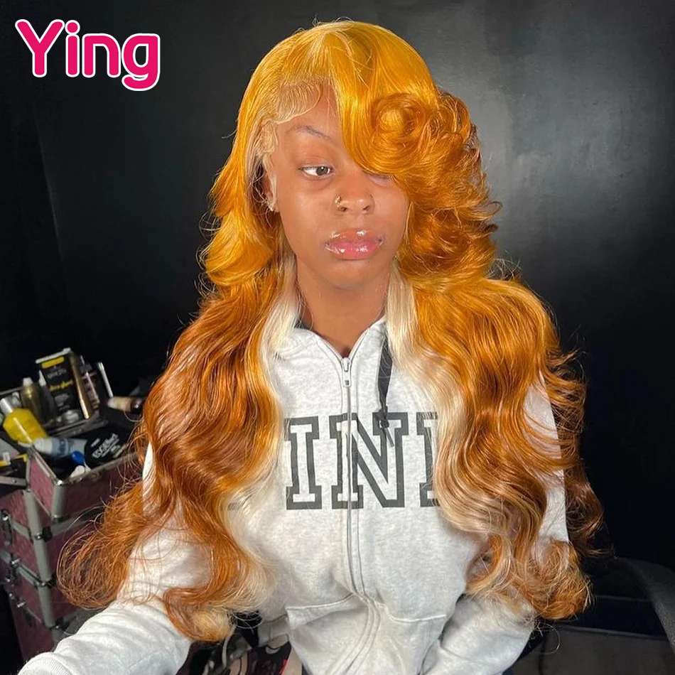 Ying Orange Omber Colored 613 Blonde 13X6 Lace Frontal Wig Human Hair Wig Body Wave Brazilian Remy 180% 13X4 Lace Front Wigs