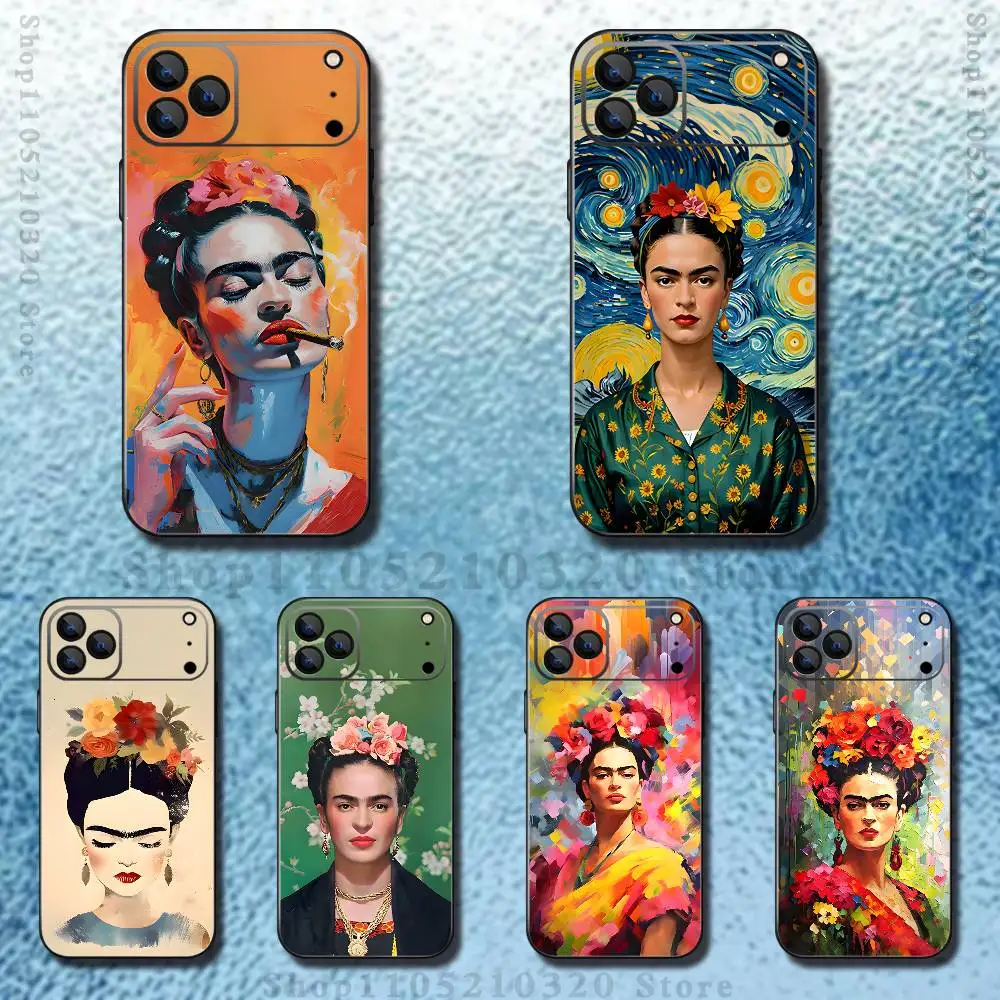 Фото Чехол для телефона Artist F-Frida K-Kahlos для iPhone 17,16,15,14,13,12,11, Pro Max, XS, X, XR, SE, Mini,8,7, мягкий силиконовый черный чехол №1