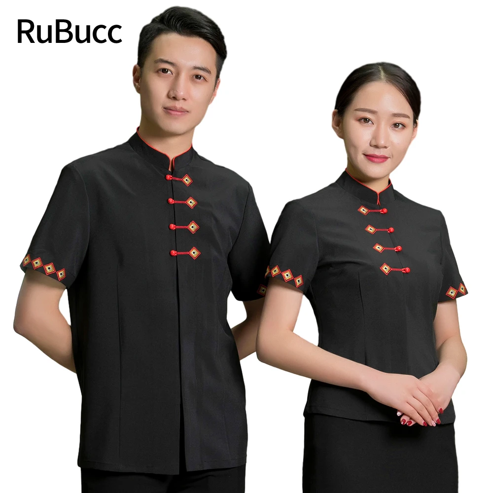 

Breathable Service Wear Overalls Work Clothes Embroidery Catering Coffee Workshop Professional Clothes Work Coat Wholesale M-4XL